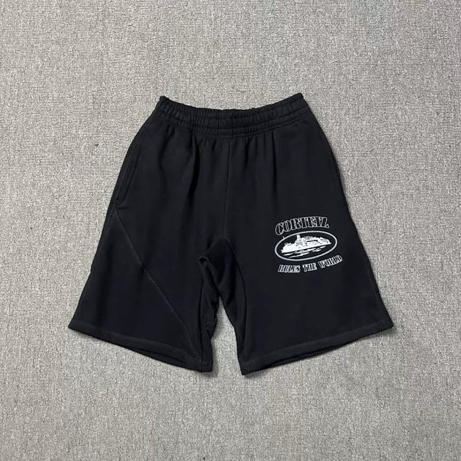 Corteiz Alcatraz Island Front Oval Logo Heavyweight Shorts black Hover Image