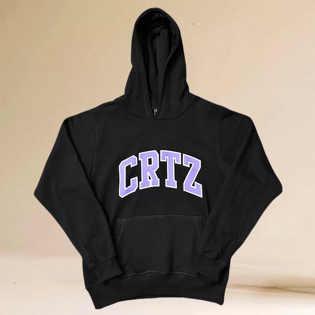 Corteiz Collegiate Arc Logo Heavyweight Hoodie - Black / purple Hover Image