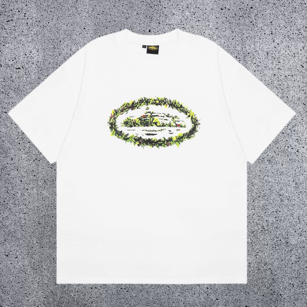 Corteiz Green Vine Camo Oval Logo T-Shirt - White Streetwear Tee