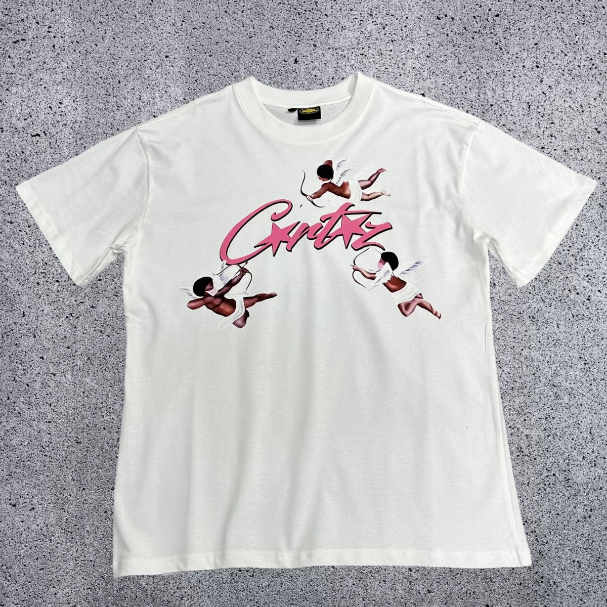 Corteiz Cupid Cherub T-Shirt – White/Pink