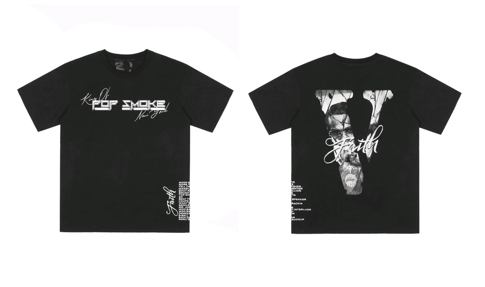 Vlone x Pop Smoke Tribute Portrait Graphic T-Shirt - Black