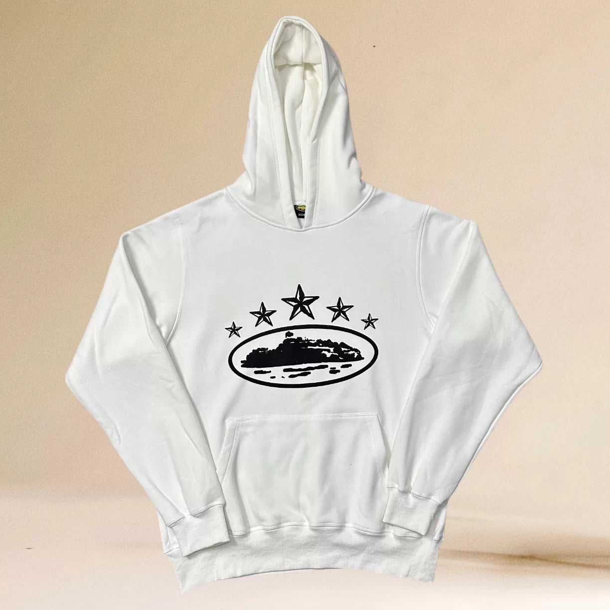 Corteiz 5-Star Devil's Island Heavyweight Hoodie white