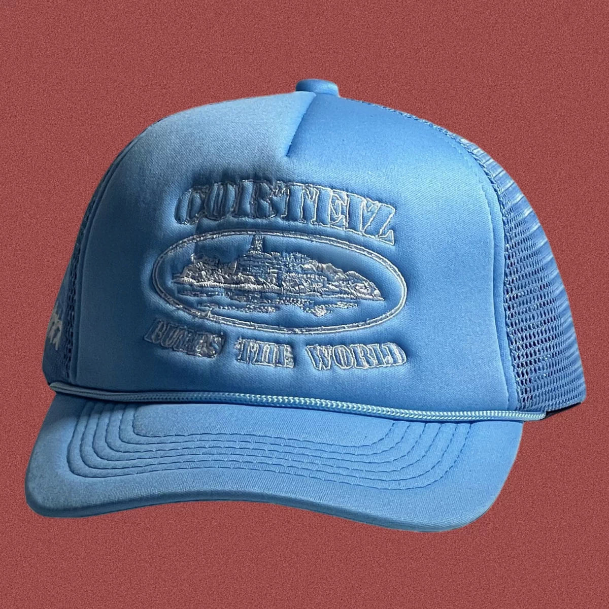 Cortiez Classic Oval Ship Logo Trucker Hat - Light Blue