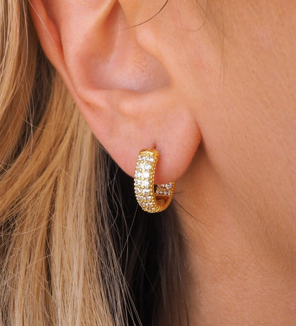 Pave Baby Hoops | Gold