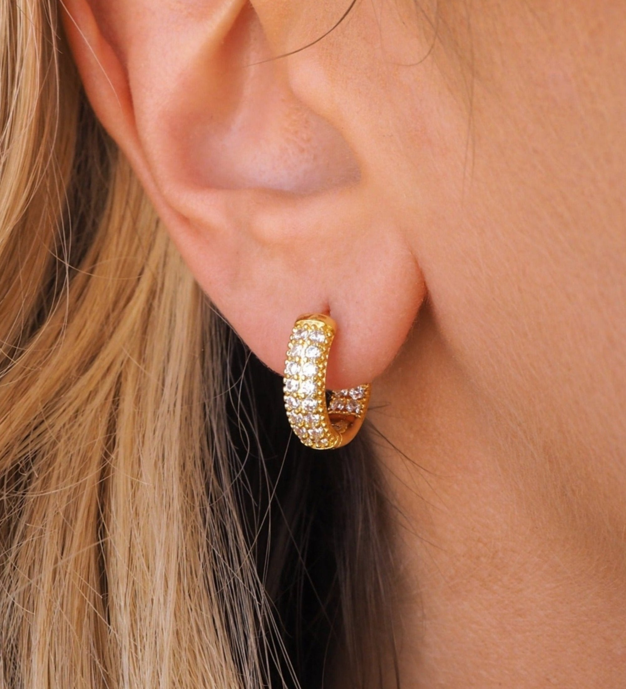 Pave Baby Hoops | Gold