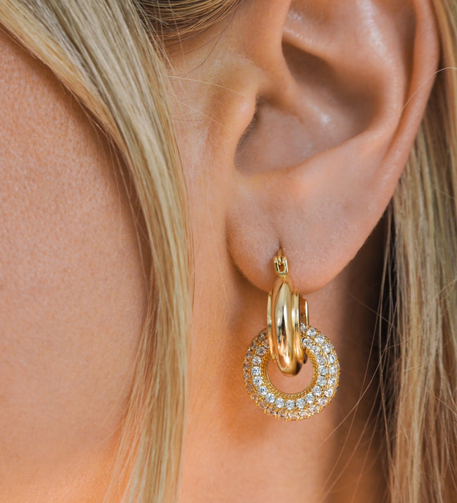 Pave Interlock Hoops Hover Image