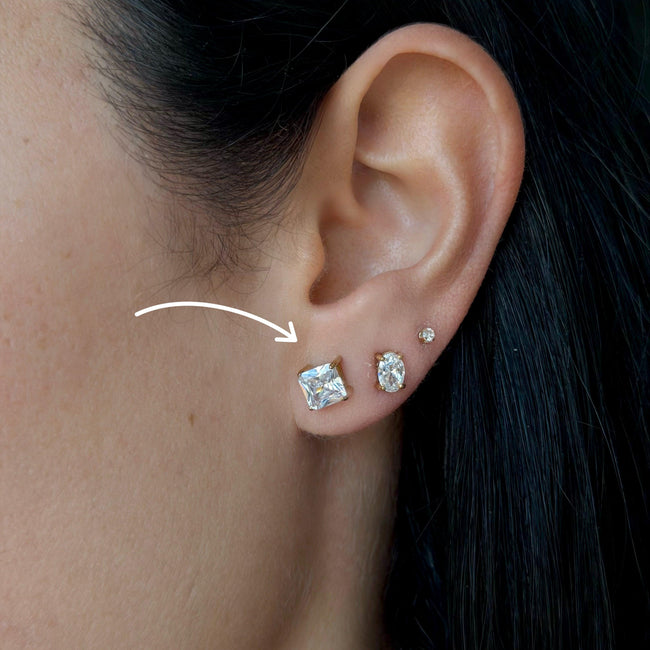 Madonna Square Stud Earrings Hover Image