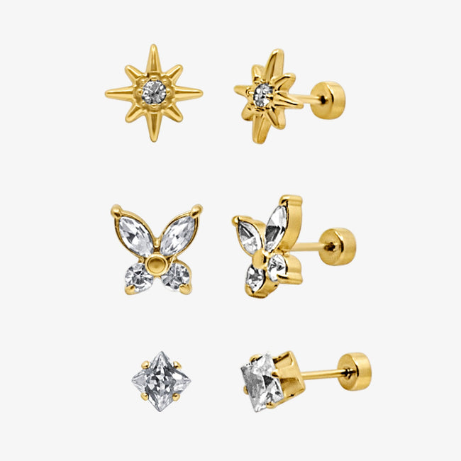 Eternal Twinkle 3 Pack Flat Back Earrings Set Main Image