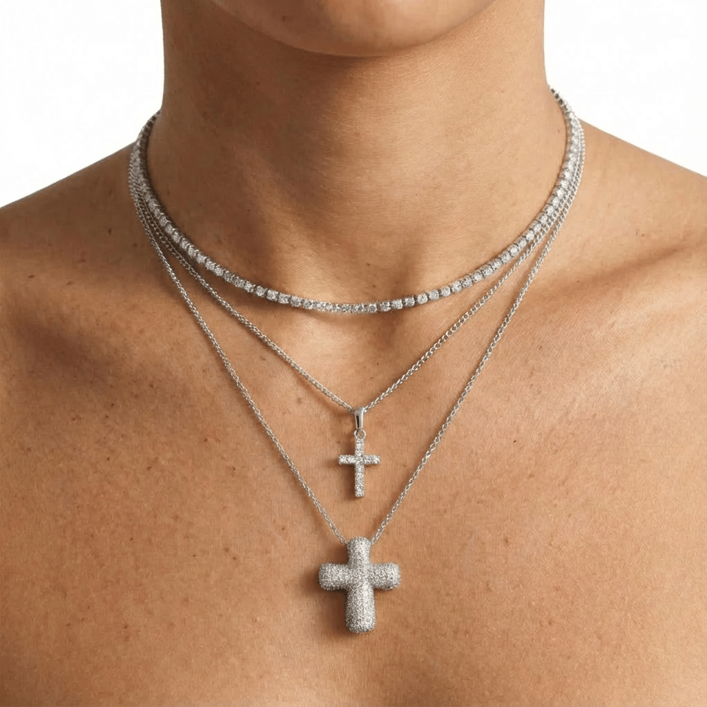 Bling Cross 3-Piece Necklace Bundle