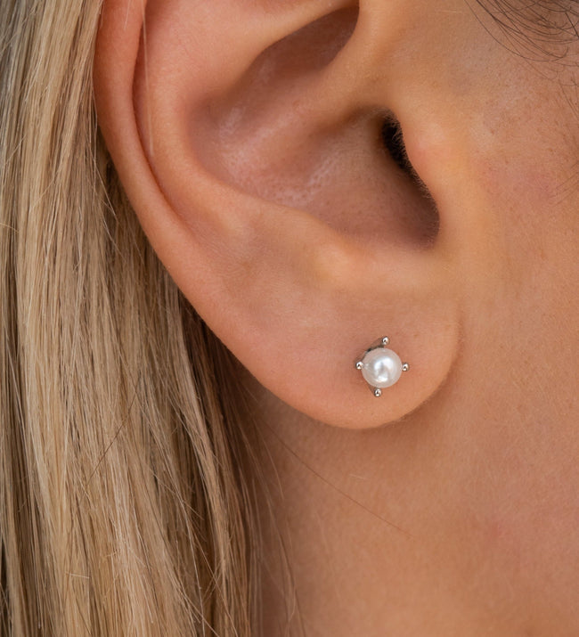 Pearl Studs | Silver Hover Image