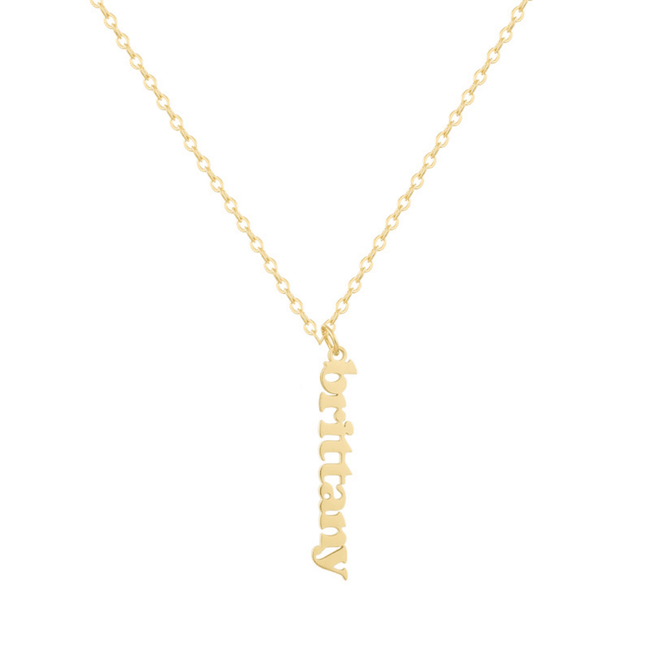 Custom/Personalized Mini Vertical Charm Nameplate Necklace Hover Image