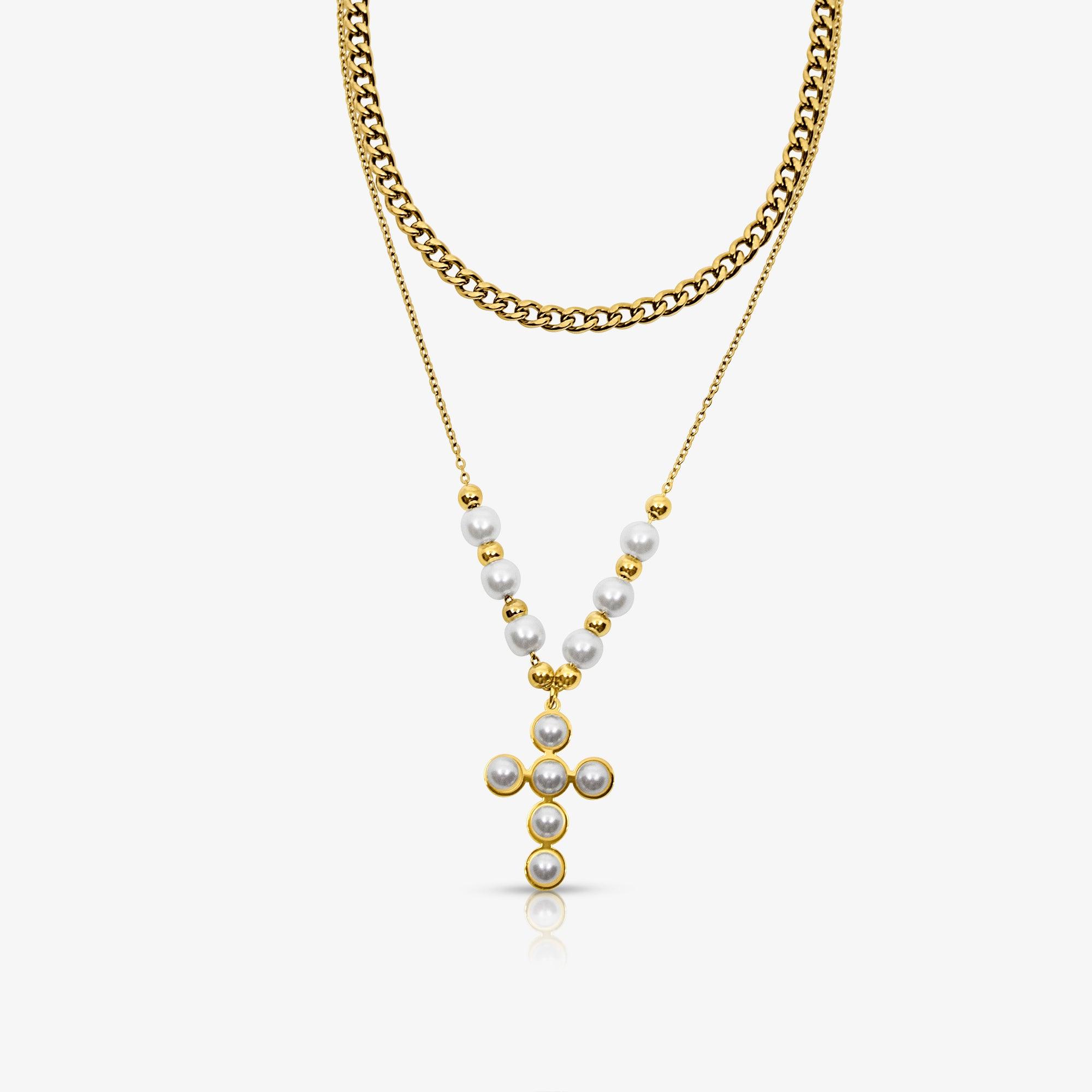 Pearly Blessing Cross Necklace