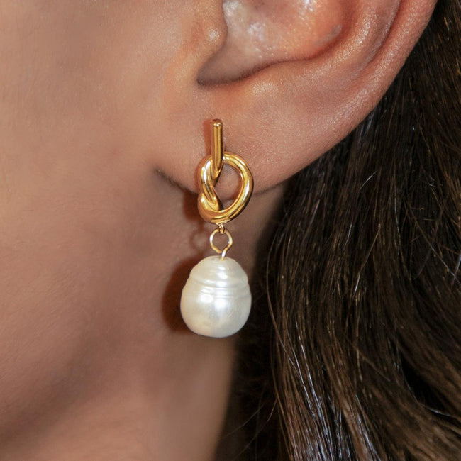 Infinity Pearl Earrings Hover Image