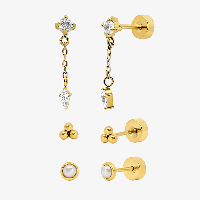 Starry Babe Flat Back 3 Piece Earring Set Main Image