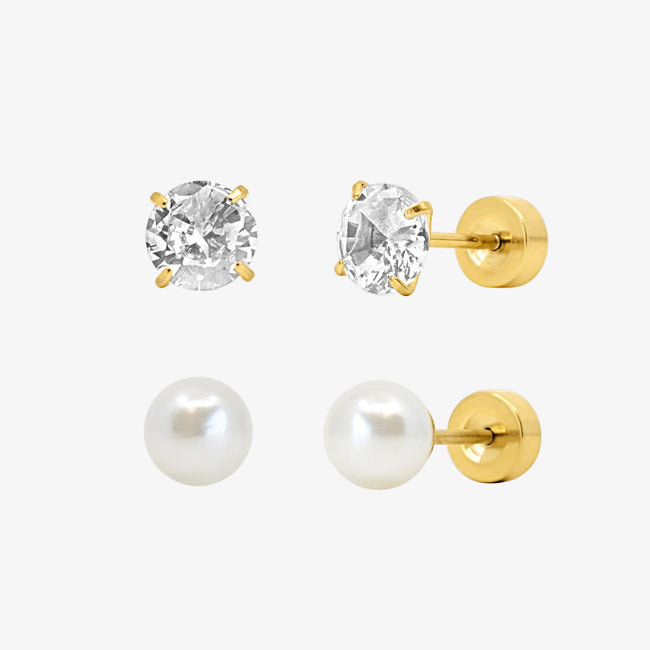 Timeless Babe Flat Back 2 Piece Earring Set Gold Main Image