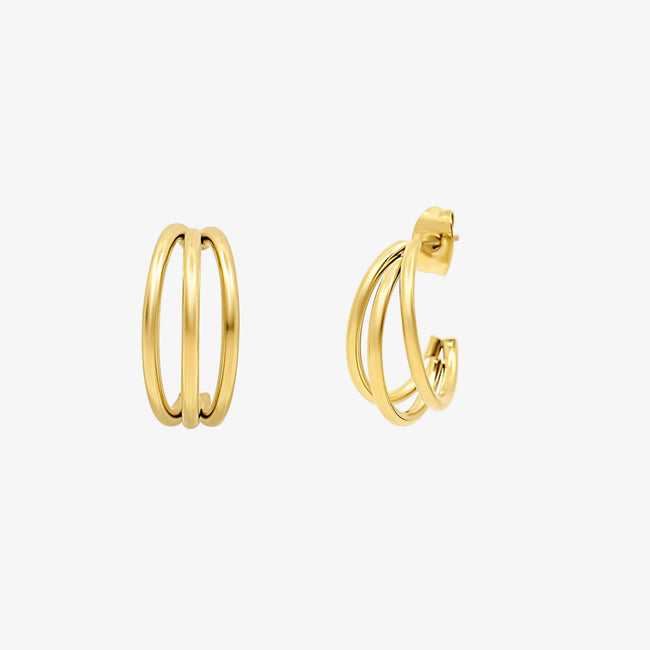 Triple Charm Hoop Earrings Main Image